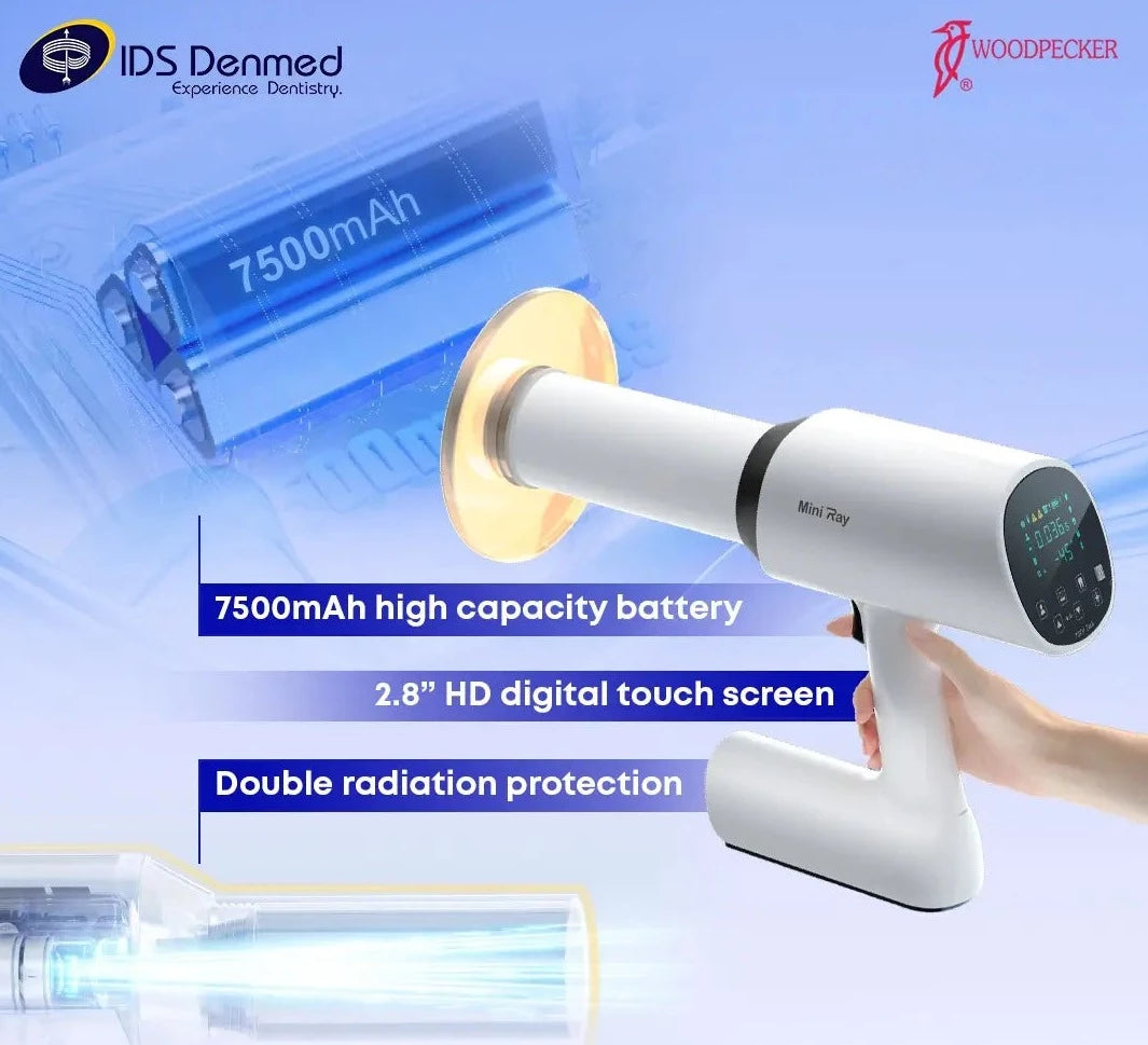 An image of the Woodpecker X-Ray machine, showcasing its compact design and advanced mini X-ray technology for dental or medical applications.