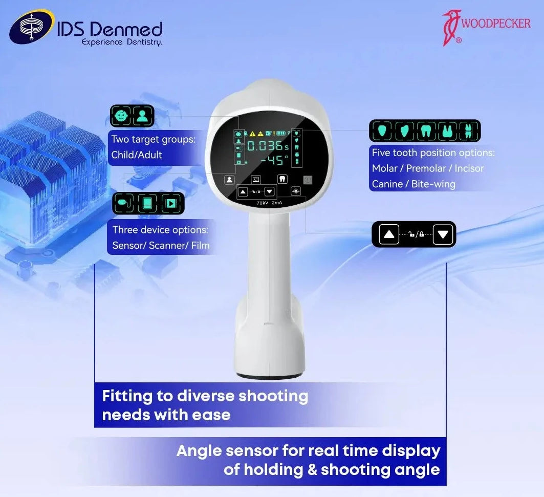 An image of the Woodpecker X-Ray machine, showcasing its compact design and advanced MINI X-ray technology for dental or medical applications.