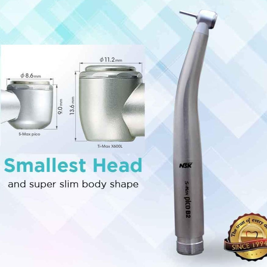 NSK S-MAX Pico Air Turbine with Ultra Mini Hand Piece (B2 Two Hole) - Vitalticks PVT LTD