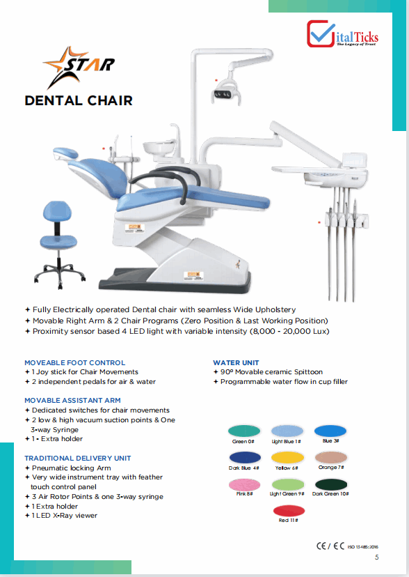 Star Dental Chair – Traditional Delivery Unit - Vitalticks PVT LTD