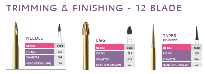 Prima Dental Trimming & Finishing Burs – 12 Blade